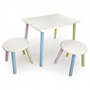 Детский комплект стол и два табурета круглых  (Белый, Белый, Цветной) в Уфе - ufa.mebel-74.com | фото
