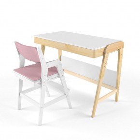 Комплект растущий стол и стул с чехлом 38 попугаев «Вуди» (Белый, Белый, Розовый) в Уфе - ufa.mebel-74.com | фото