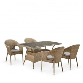 Обеденный комплект плетеной мебели T198B/Y79B-W56 Light Brown (4+1) в Уфе - ufa.mebel-74.com | фото