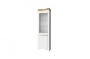 Шкаф с витриной  1V1D, TAURUS, цвет белый/дуб вотан в Уфе - ufa.mebel-74.com | фото
